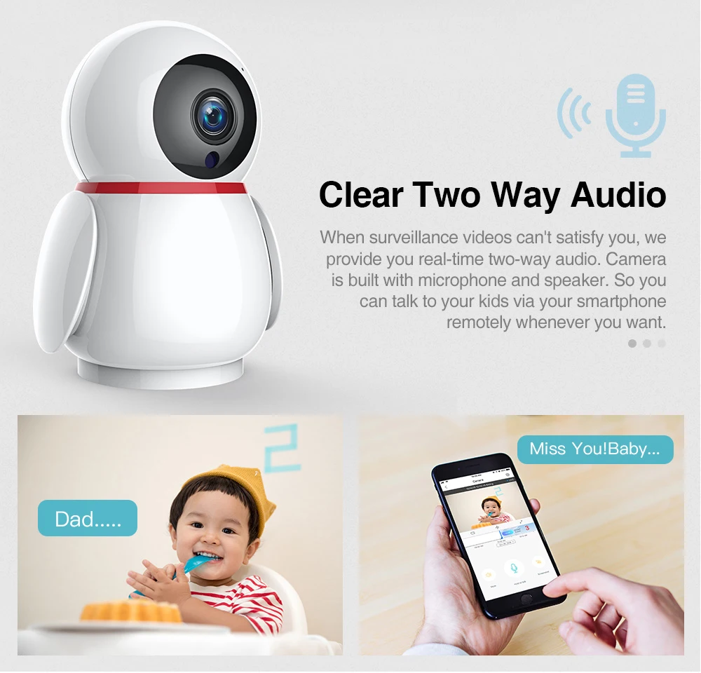 3MP/2MP Пингвин чехол sd-карта-Облачное хранилище видеонаблюдение wifi ip-камера