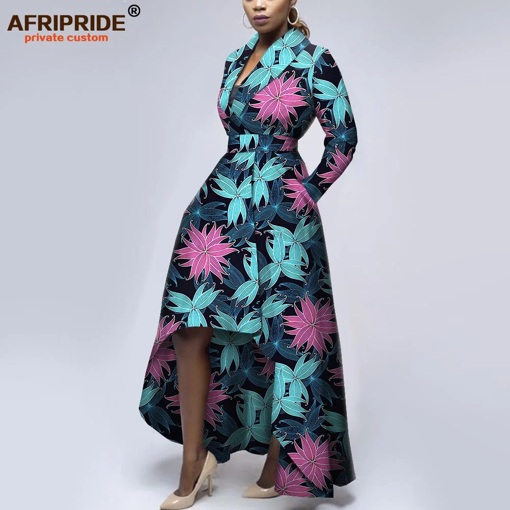African dresses for women dashiki outfits open front with belt long coats maxi dress ankara print floral AFRIPRIDE A1925054