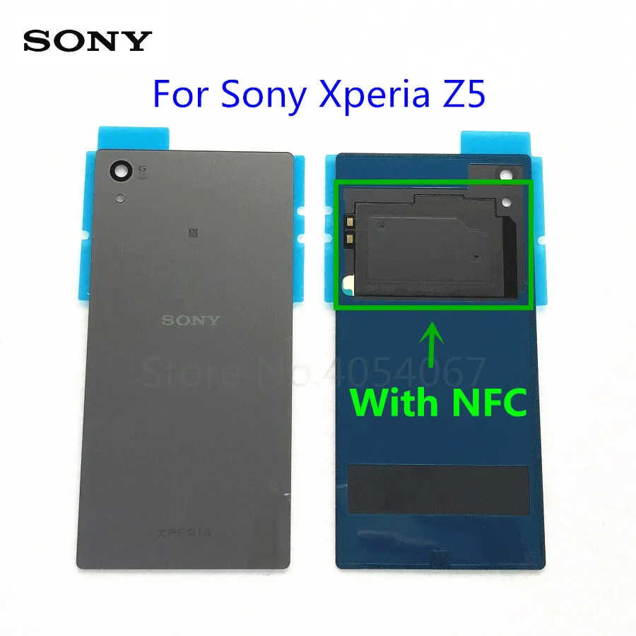 Для Sony Xperia Z5 E6603 E6633 E6653 E6683 Задняя стеклянная крышка батарейного отсека Замена стеклянного корпуса+ NFC антенна