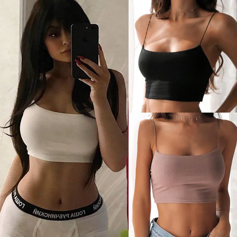 

2019 New Fashion Women Sexy Crop Tops Solid Summer Camis Women Casual Tank Tops Vest Sleeveless Crop Tops blusas