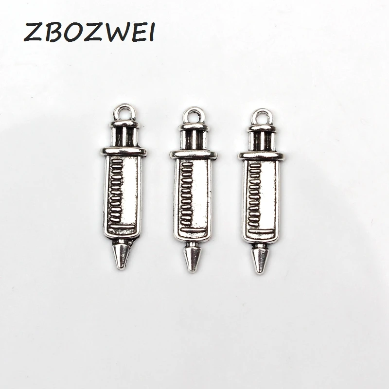 

8pcs Charms doctor syringe 30*9mm Antique Tibetan Silver Pendant Accessories DIY Vintage bracelet Necklace Handmade