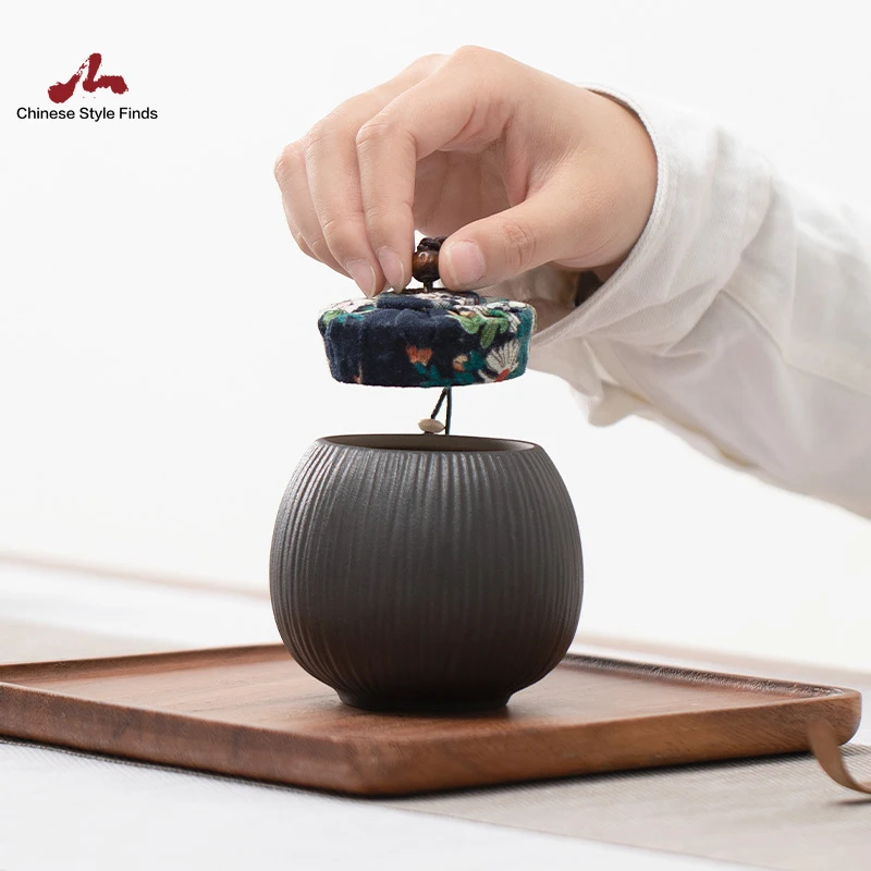 Tea Set Ceramic Caddies Black Vintage Canister Chinese Kungfu Accessories | Дом и сад