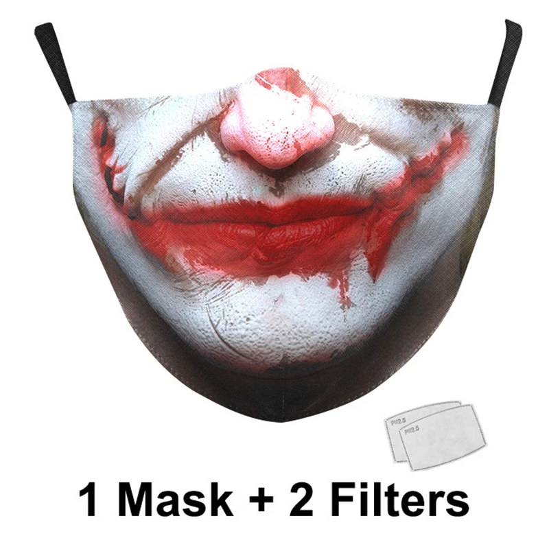 

3D Halloween Mask Children Festival Party Horror Skull Printed Mouth-Muffle Breathable Washable Reusable Cartoon Mouth Masks