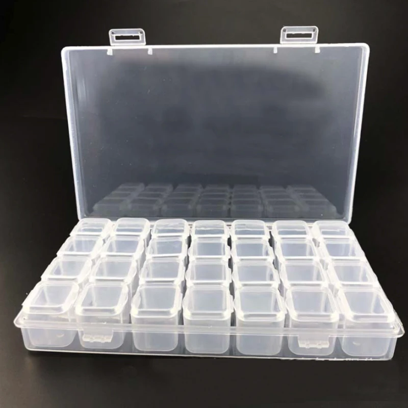 Коробка для хранения бусин 28 ячеек органайзер сделай сам алмазной живописи