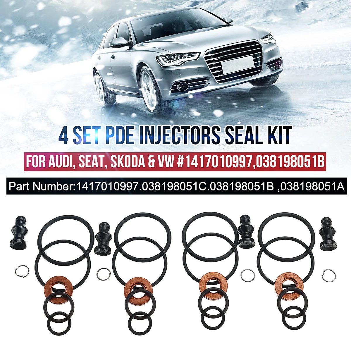 4 комплекта форсунок PDE для Audi Seat Skoda VW #1417010997 038198051B Сменные аксессуары|Уплотнители