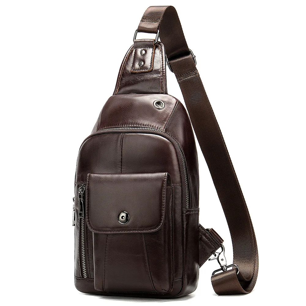 Натуральная кожа нагрудные сумки для мужчин кожаная мужская сумка Повседневная