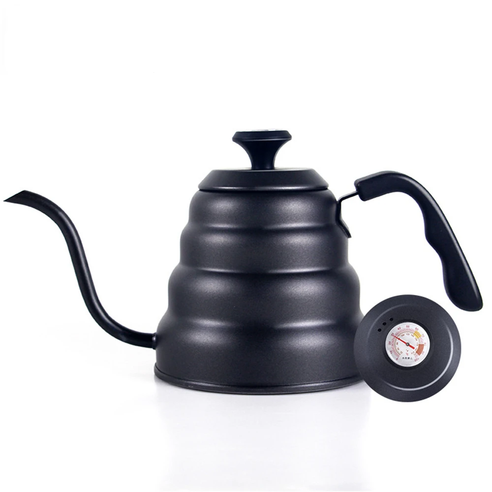 

Stainless Steel Coffee Pot Gooseneck Coffee Kettle with Thermometer Long Mouth Coffee Teapots Kitchen Water Bottle Coffee Maker