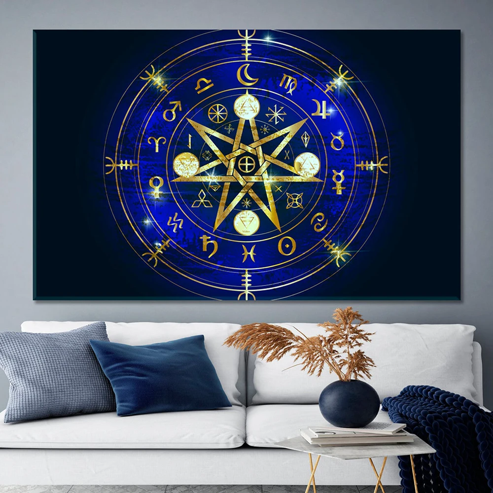 Постер с изображением колеса ведьма года Золотая Мандала Руна загадочная книга