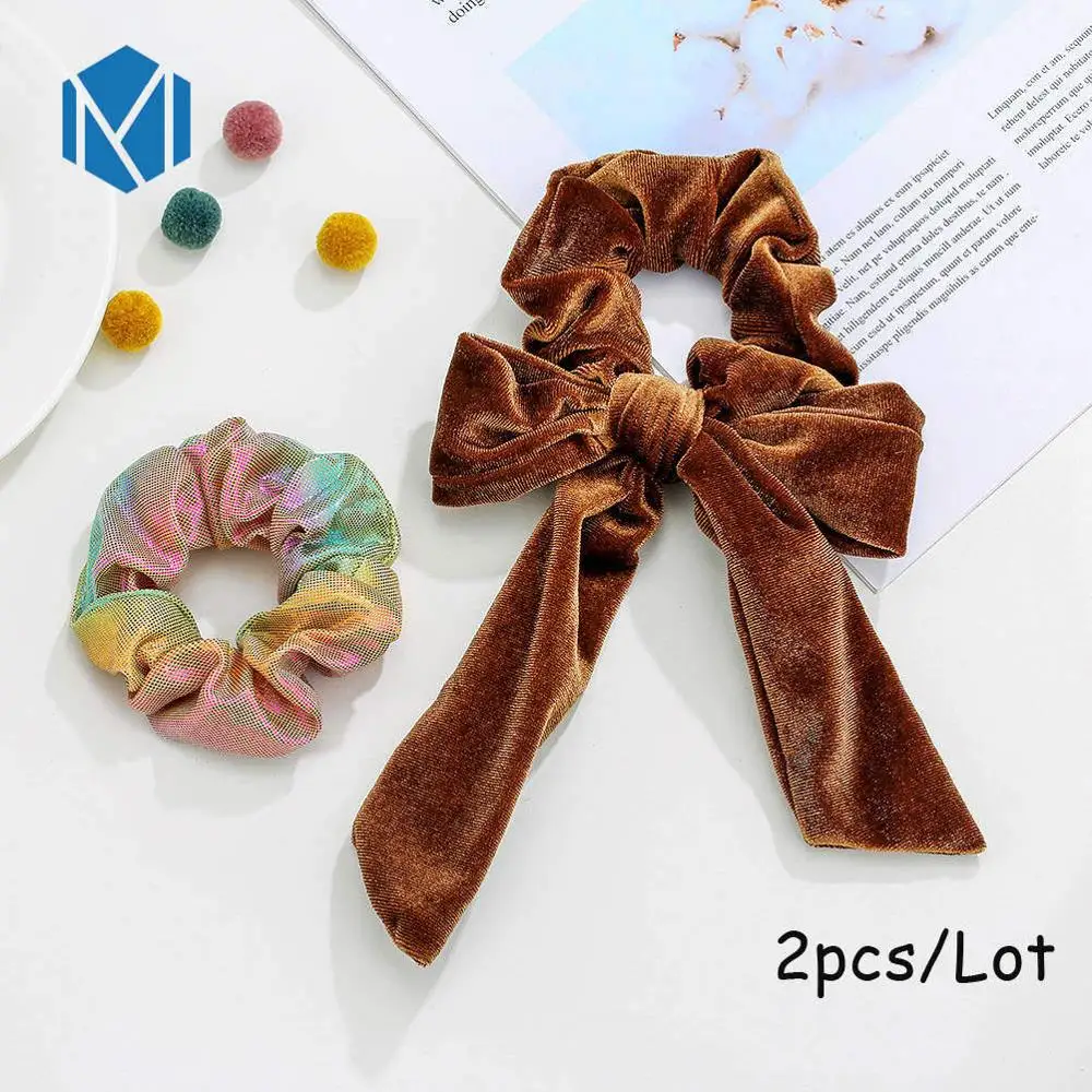 2PCS-C M MISM 11 шт. винтажные леопардовые бархатные резинки для волос для женщин и девочек, шелковые эластичные полосы обруча для волос, набор модных аксессуаров для волос - Цвет: 2PCS-C