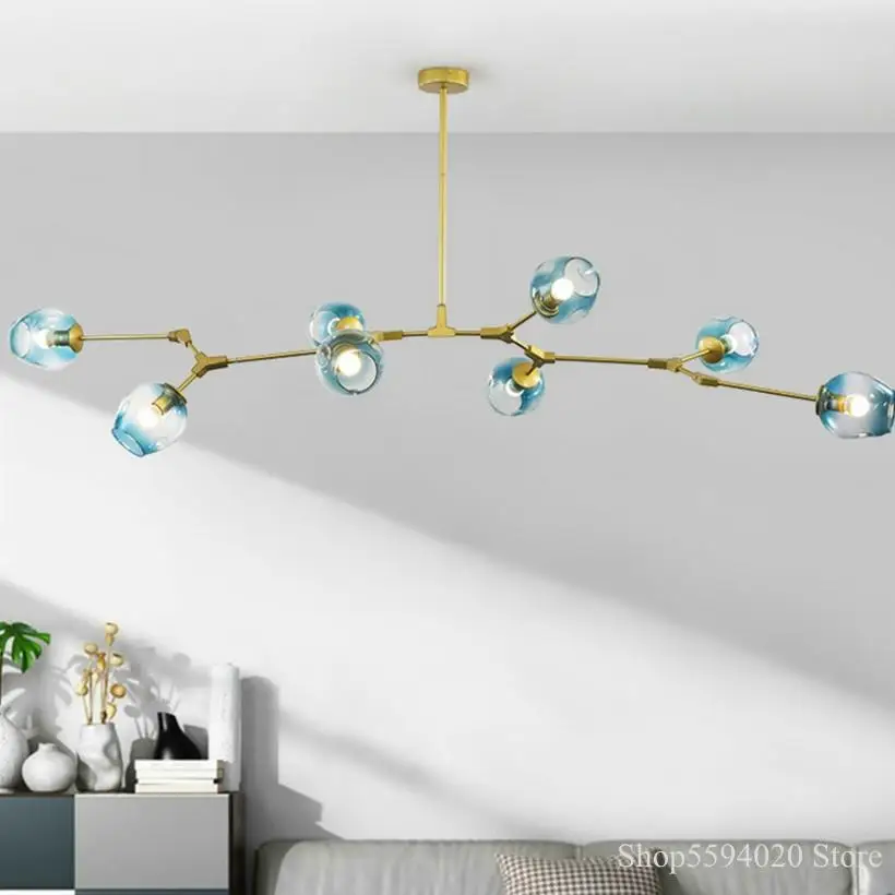 Современный подвесной светодиодный стеклянный светильник черного/золотого