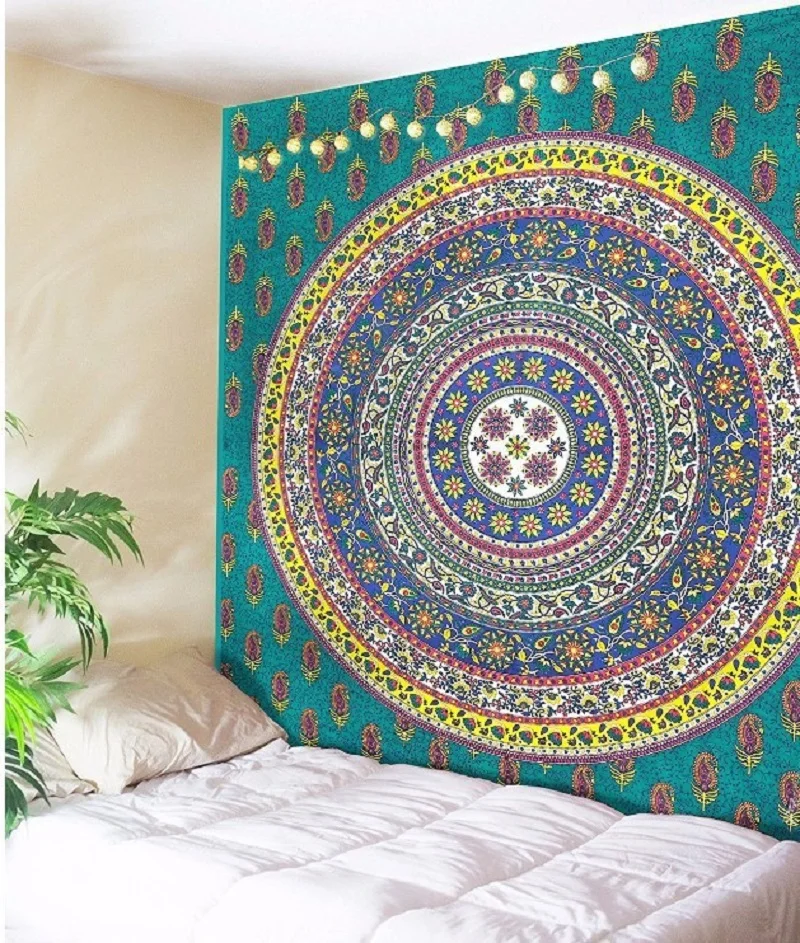 CAMMITEVER Гобелен Мандала из Бельгии синий круг Луна солнце Тай Чи настенный гобелен