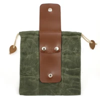 pu leather sports climbing splicing oil wax canvas fruit picking bag outdoor survival storage bag