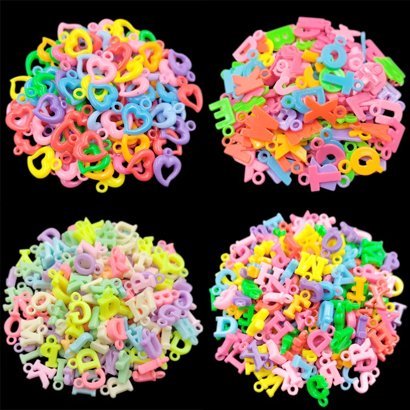 

40Pcs Letter Heart Loose Beads DIY Peadant For Jewelry Making Wholesale Candy Color Necklace Bracelet