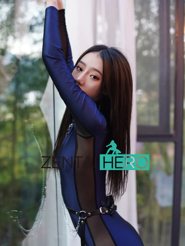 Модный костюм на заказ темно-синего цвета Леотард из лайкры и спандекса