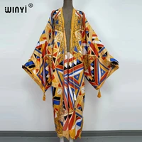 kimono dress kaftan bikini cover up traf coat african bohemina print self belted front open tunic women wrap kuwait phocho