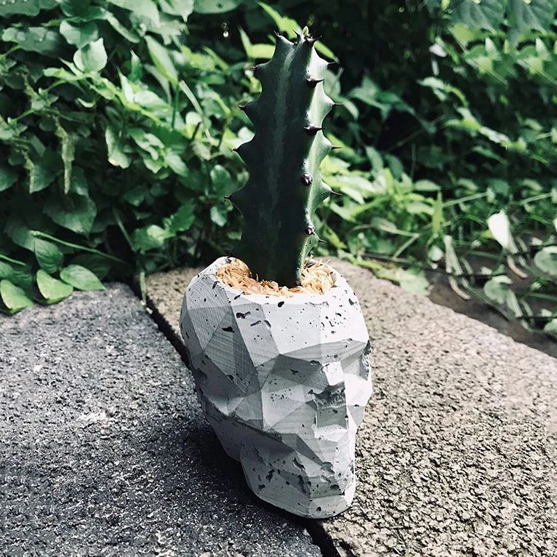 Череп головы бетон Плантатор формы геометрические свечи чай светильник