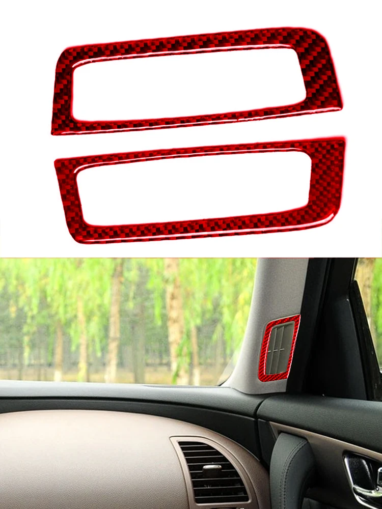 

Car Accessories Carbon Fiber Interior Cover Trim Red Car Sticker for Infiniti fx2009-2013 QX70 2014-17 A-pillar Air Outlet Panel