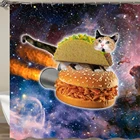 Занавеска для душа, с мультяшным котом, забавная, водонепроницаемая