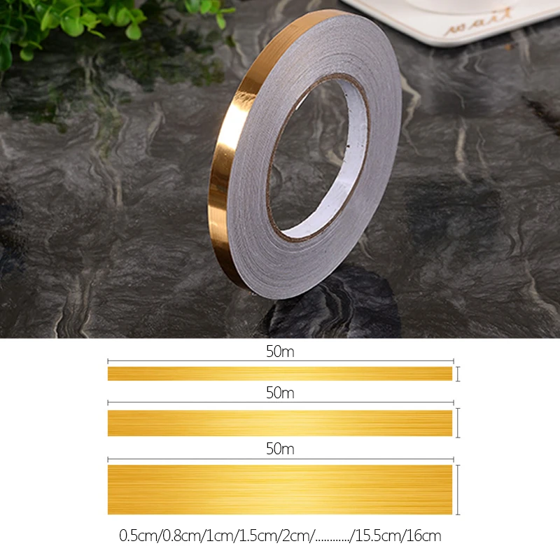 

50x0.05m Gap Sealing Foil Tape Waterproof Gold Silver DIY Copper Foil Strip Wall Sticker Floor Seam Sticker Home Decor