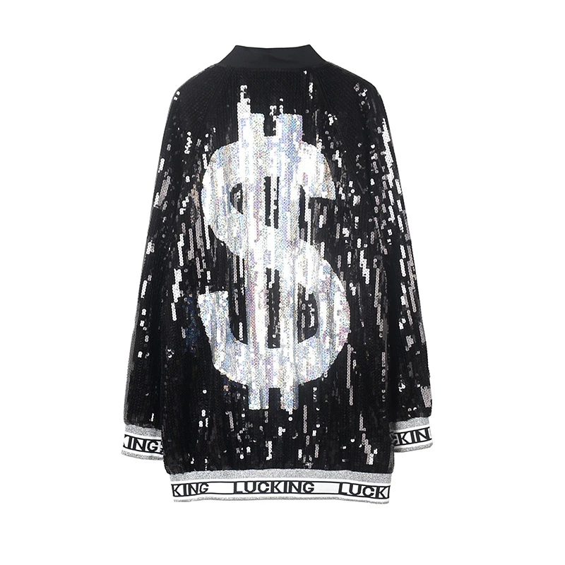 Женская Повседневная куртка-бомбер с блестками Tide демисезонная Свободная куртка