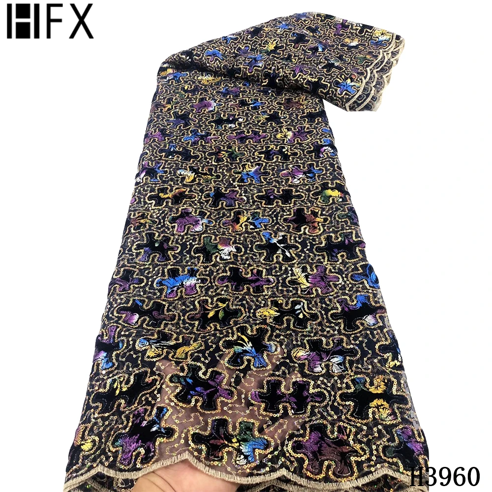 HFX кружевная ткань с блестками вышитая африканская 2020 Высококачественная