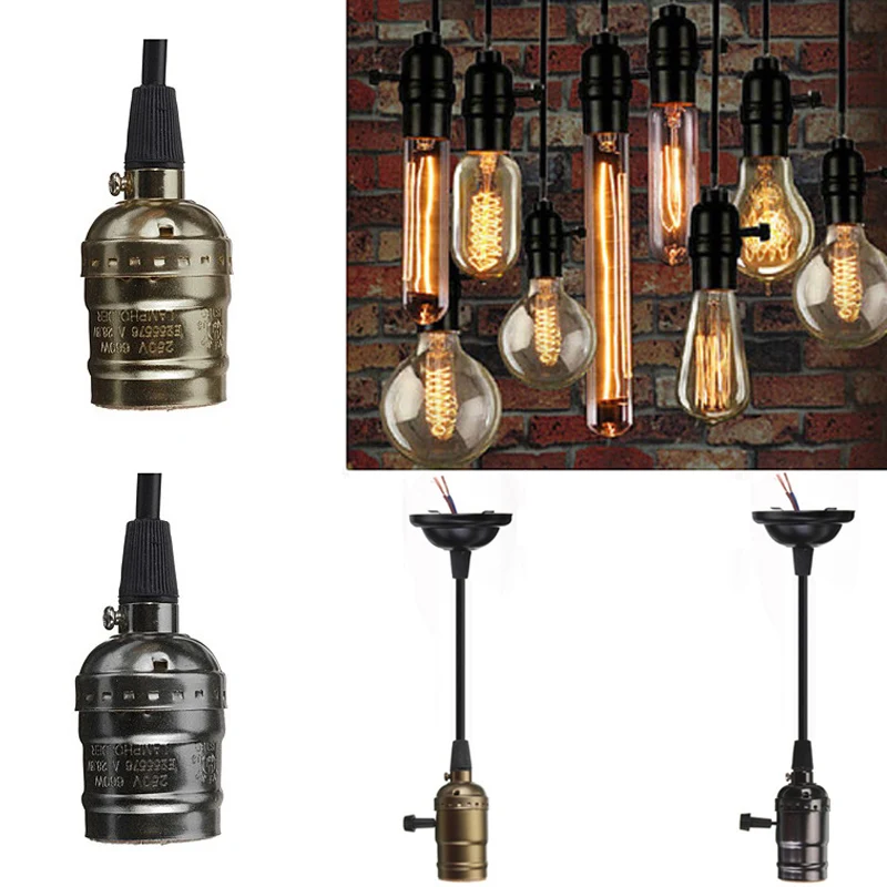 

Vintage Edison E27 Socket Lamp Base Pendant Light Holder AC85-240V E27 LED Bulb Screw Socket Bases Cable Retro Bulb Holder