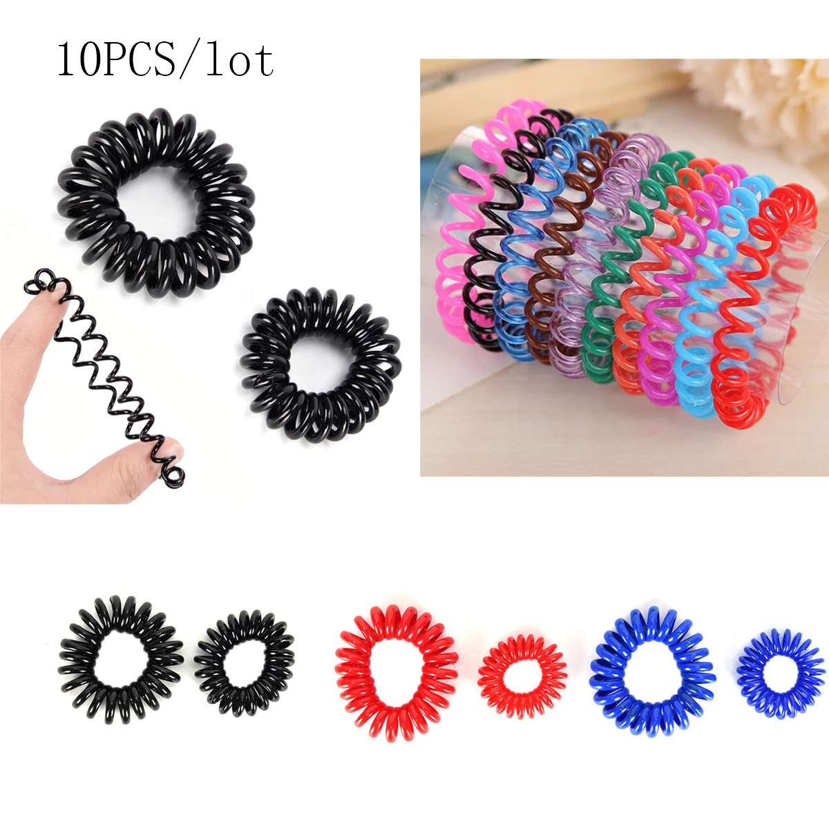 

10PCS/lot Small Telephone Line Hair Ropes Girls Kid Ponytail Holder Tie Gum Hair Accessories Colorful Elastic Hair Bands