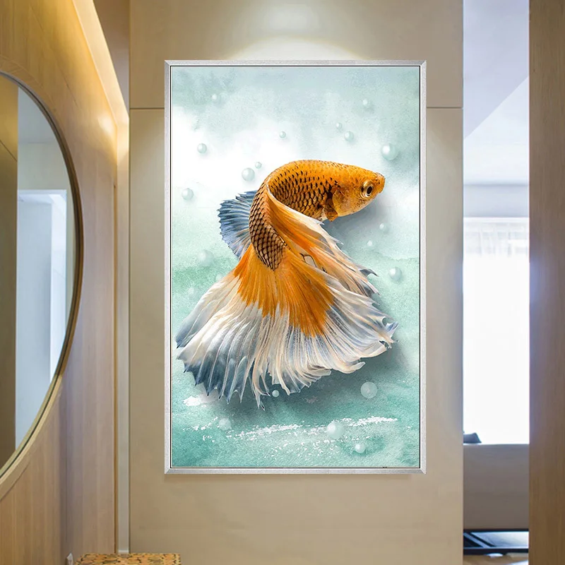 Алмазная вышивка рыба Рисунок мозаики полная картина Стразы круглая домашний