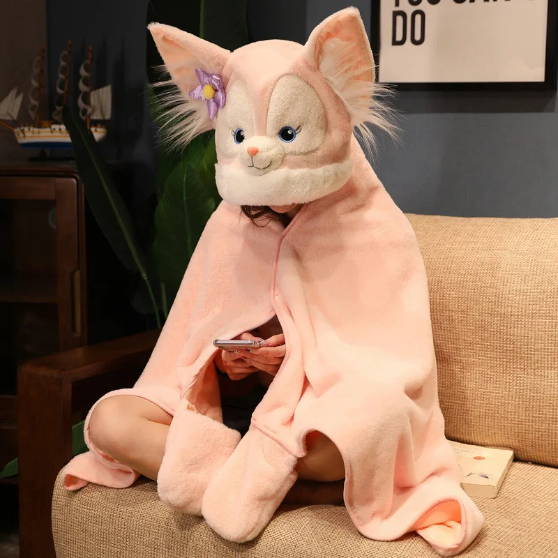 

150cm Cute Lena Belle Plush Cape Lazy Blanket Soft Cartoon Pink Little Fox Stuffed Cloak Doll Cosplay Air Blanket Gifts