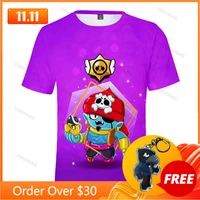 8 to 19 years kids shirts browlers cartoon tops teen clothes poco shelly shooter game 3d printed t shirt boys girls