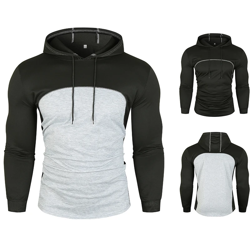 

2021 European Size Autumn and Winter New Men's Casual Hooded Open Line Stitching Design Long Sleeve Hoodie