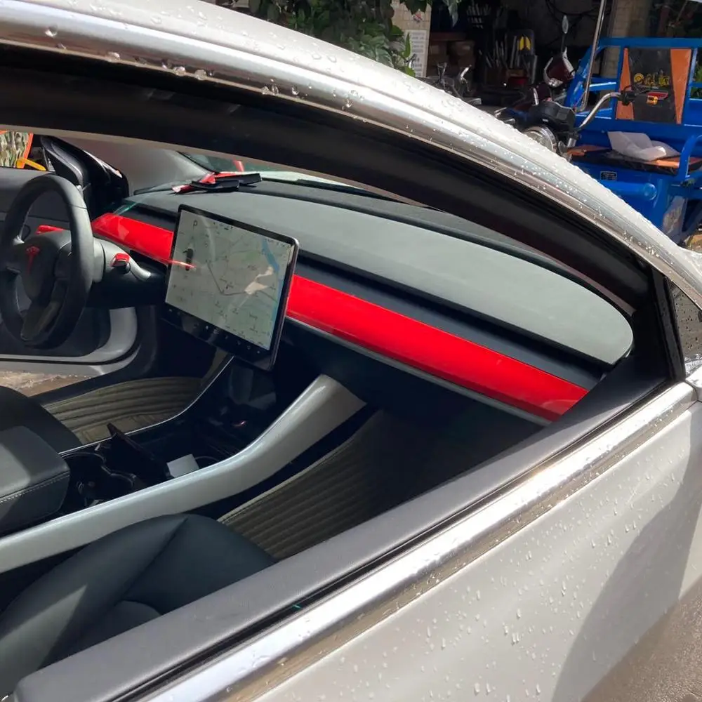Красная декоративная оправа аксессуары для Tesla Model 3 защитная приборной панели
