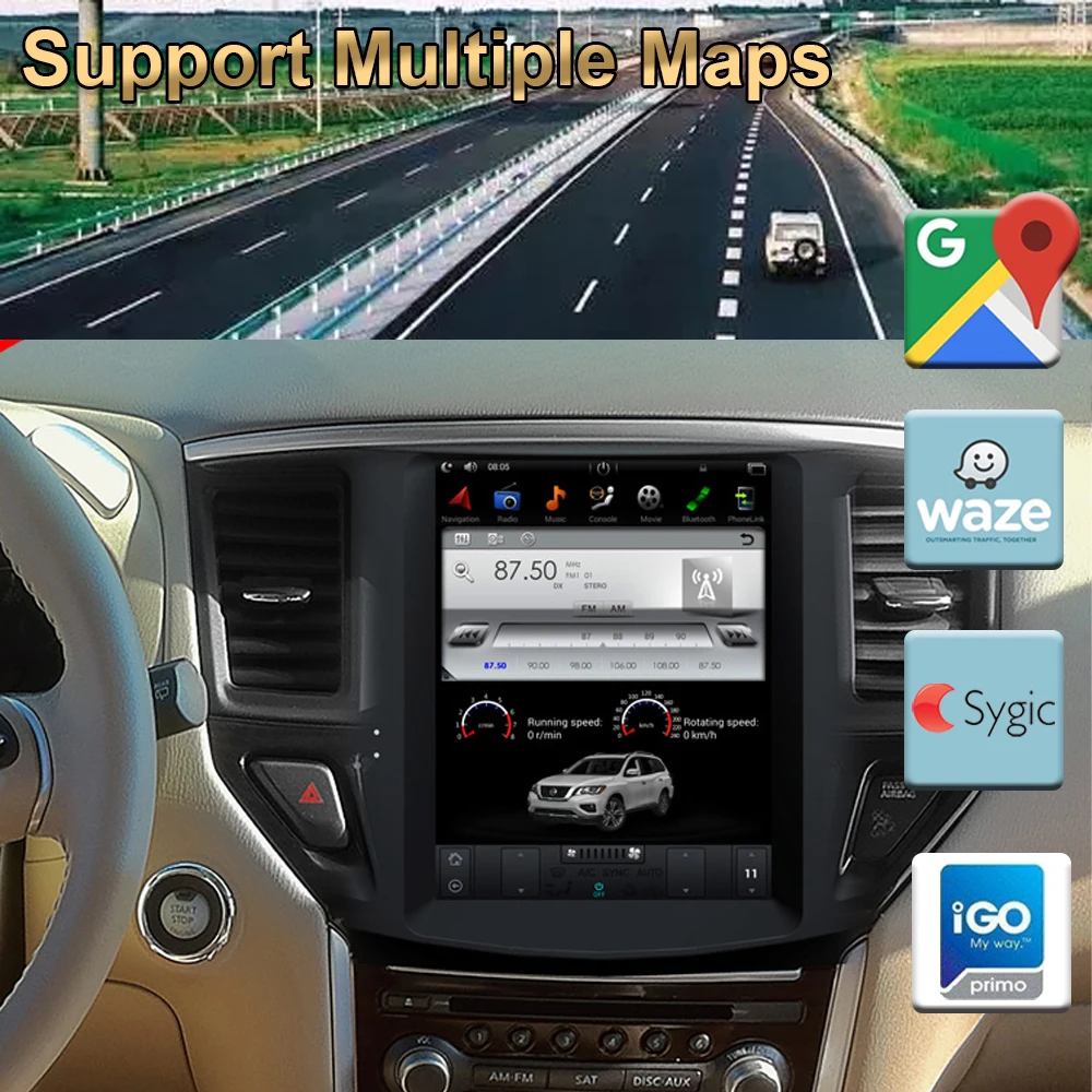 Вертикальный Автомобильный GPS-навигатор в стиле Tesla Android 9 0 для NISSAN Pathfinder 2013-Радио