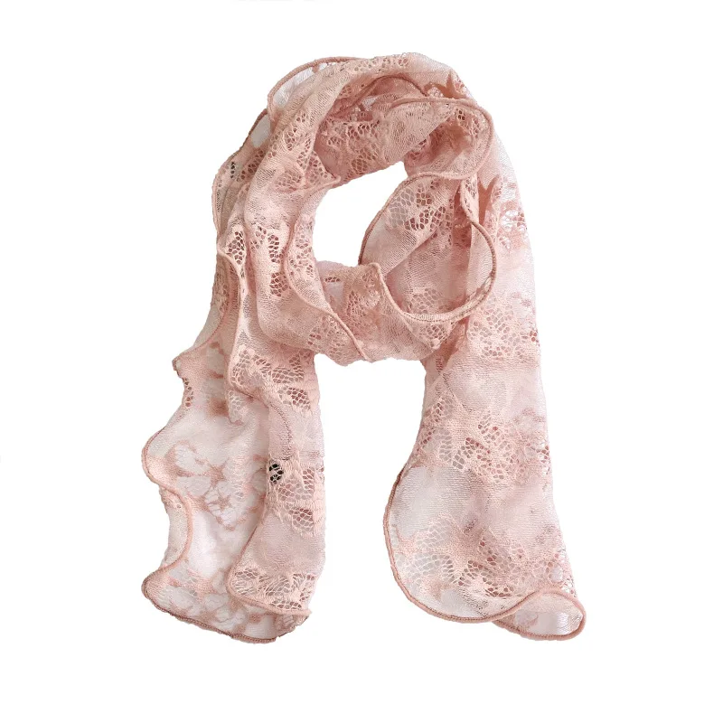 

New 2021 women lace scarf Head hijab wrap solid shawls foulard femme headband hijabs store Soft Small Bandana Fashion Scarves