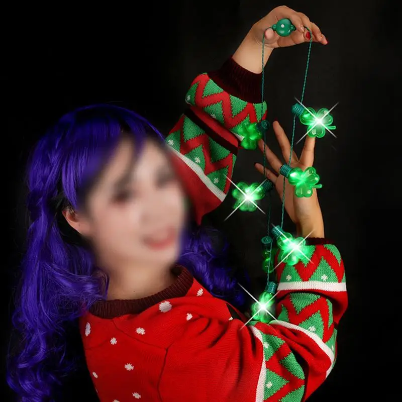 Shamrock светодиодный светильник мигающее ожерелье подвески подарок редкие