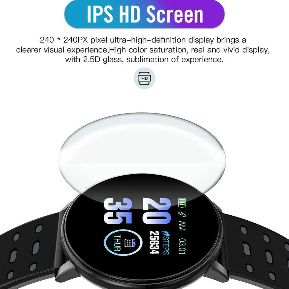 119Plus Bluetooth Смарт часы мужские кровяное давление Smartwatch женские спортивный трекер