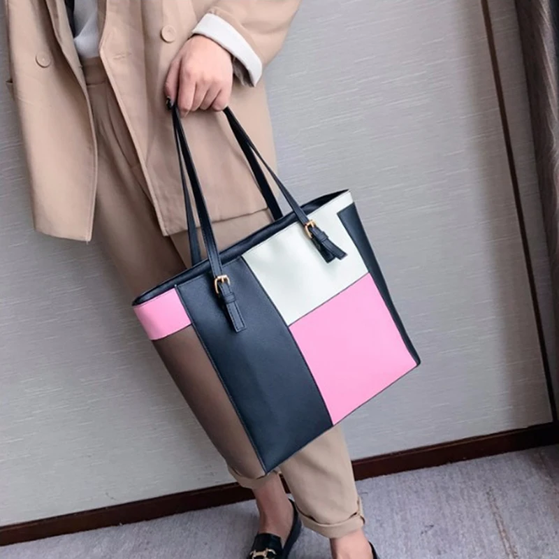 Женская модная повседневная сумка в стиле пэчворк Большая вместительная через