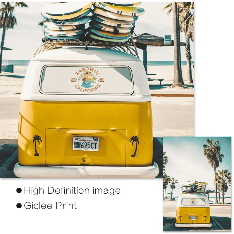 Калифорнийский Набор для печати Surf Wall Art Холст живопись плакаты пляж доска для серфинга принты береговой декор картины для гостиной стены
