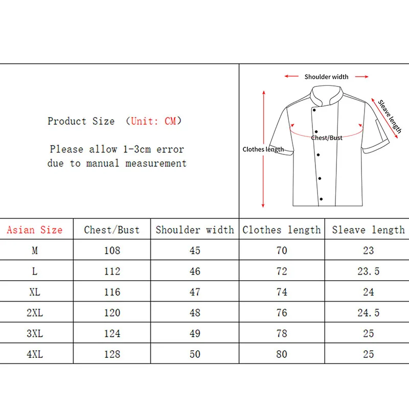 

Restaurant Kitchen Chef Jacket for Men Cook Uniform Catering Food Service Cooking Coat Waiter Canteen Work Uniform Work Jacket