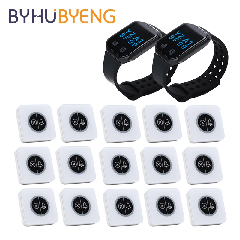 

BYHUBYENG Wireless Bell Emergency Pager Call Button Watch Receiver for Wireless Calling System Patient the Elderly
