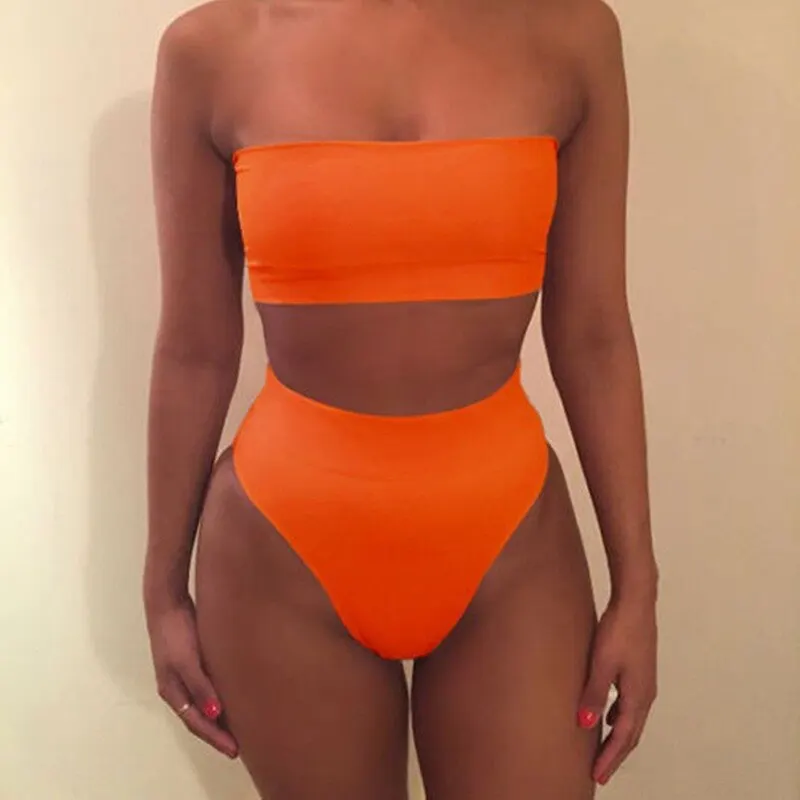 Solid Bikini Brazillian Swimsuit Women Set Sexy Off Shoulder Swimwear Female Swimming Biquini Maillot De Bain Femme | Женская одежда