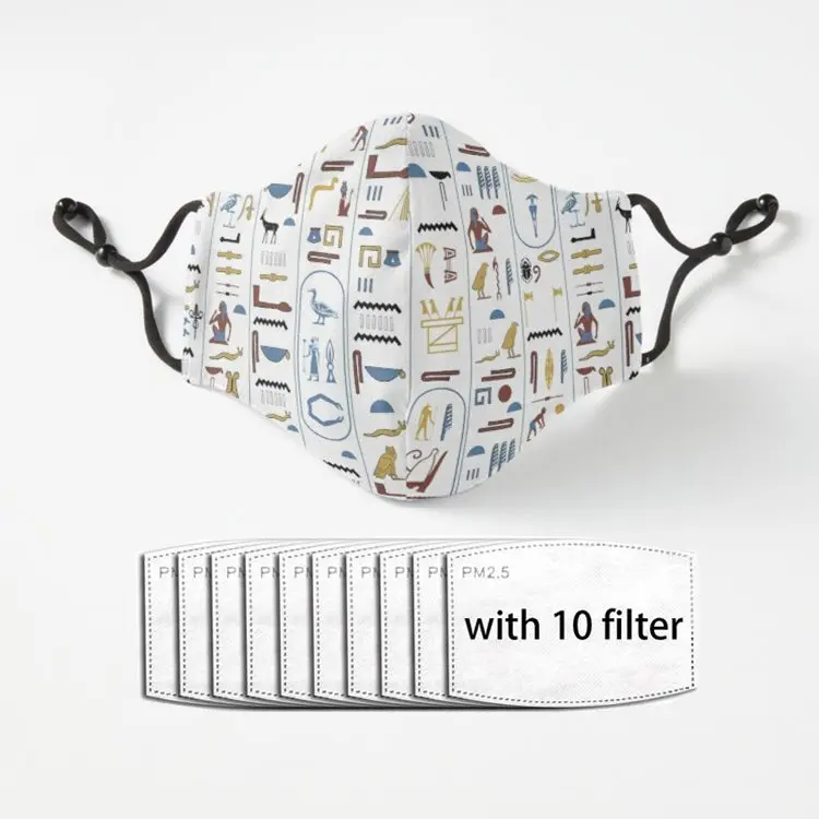 

Pharaoh Hieroglyphs Ancient Civilization Egypt Adult Mask Dust Reusable Polyester Face Mouth Mask