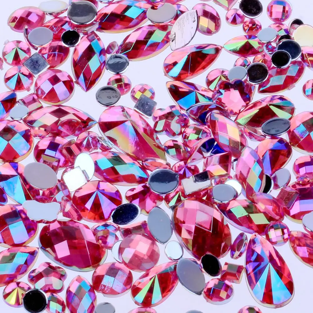 

Mixed 300pcs Crystal Clear AB Nail Art Rhinestones DIY Non Hotfix Flatback Acrylic Nail Stones Gems For 3D Nails Art Decorations