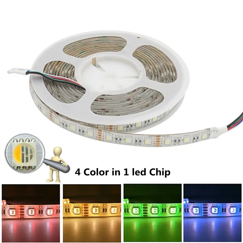 5050 LED Strip 4 Color in 1 Chip RGBW RGB IP65 Waterproof Led Light 12V 60Leds/m Flexible Tape Lamp White/Warm White | Лампы и