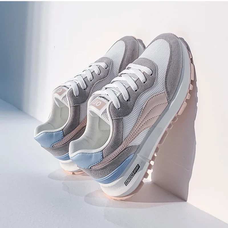 

2021 Autumn Round Toe Lace-up Vulcanized Shoes Comfortable Lightweight Casual Shoes Breathable Thick-soled Sports That Old Shoes