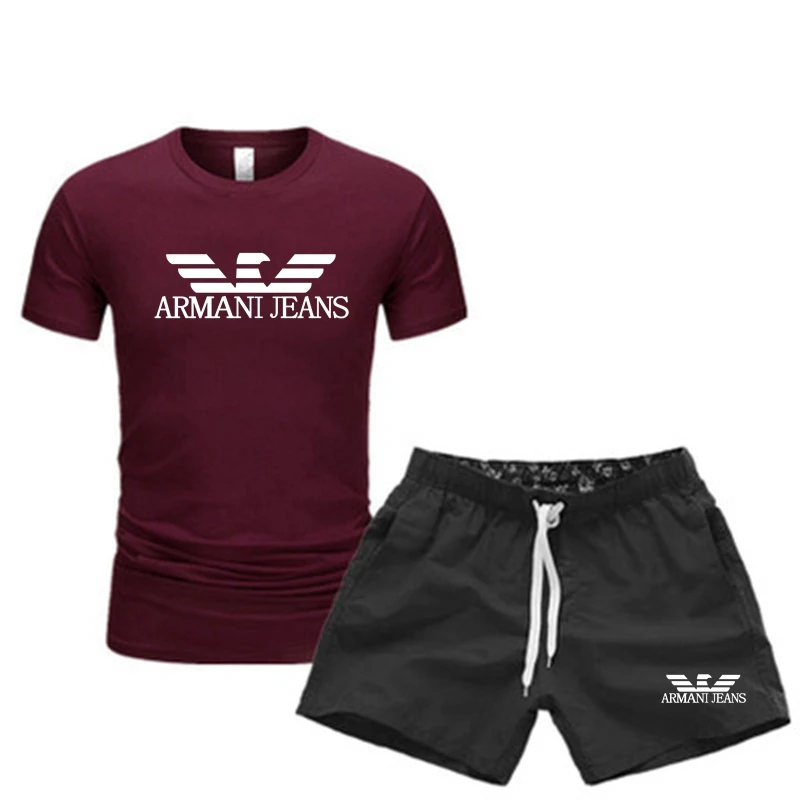 

Men's Sets T Shirts+Shorts Men Brand Two Piece Suit Tracksuit Male Casual Tshirts Workout Fitness Sets Jogger Suits for Men