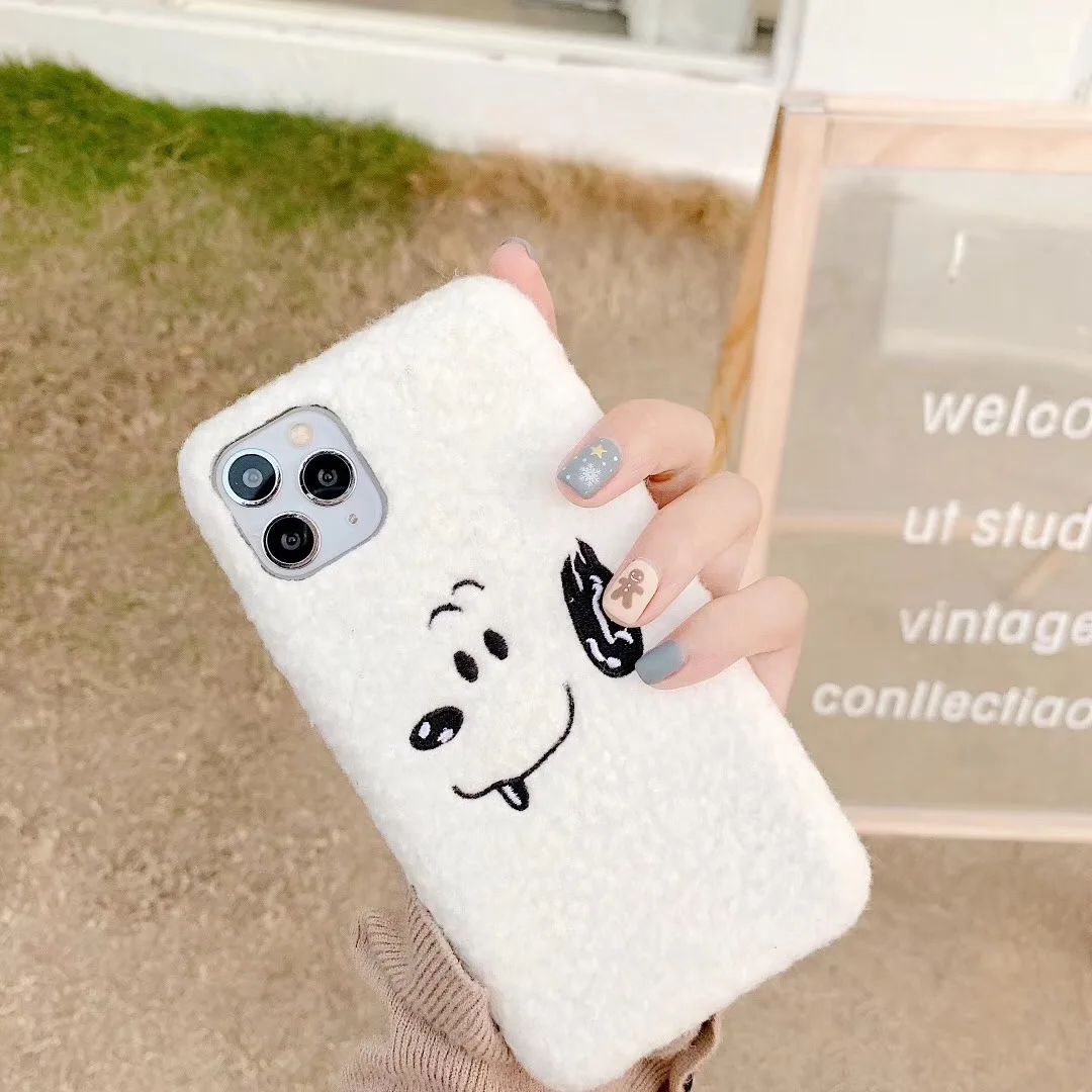 Hot Plush Charlie Brown Peanut beagle dog phone case for iphone 7 7plus 8 8plus cover 11 pro x xs max xr wool coque |