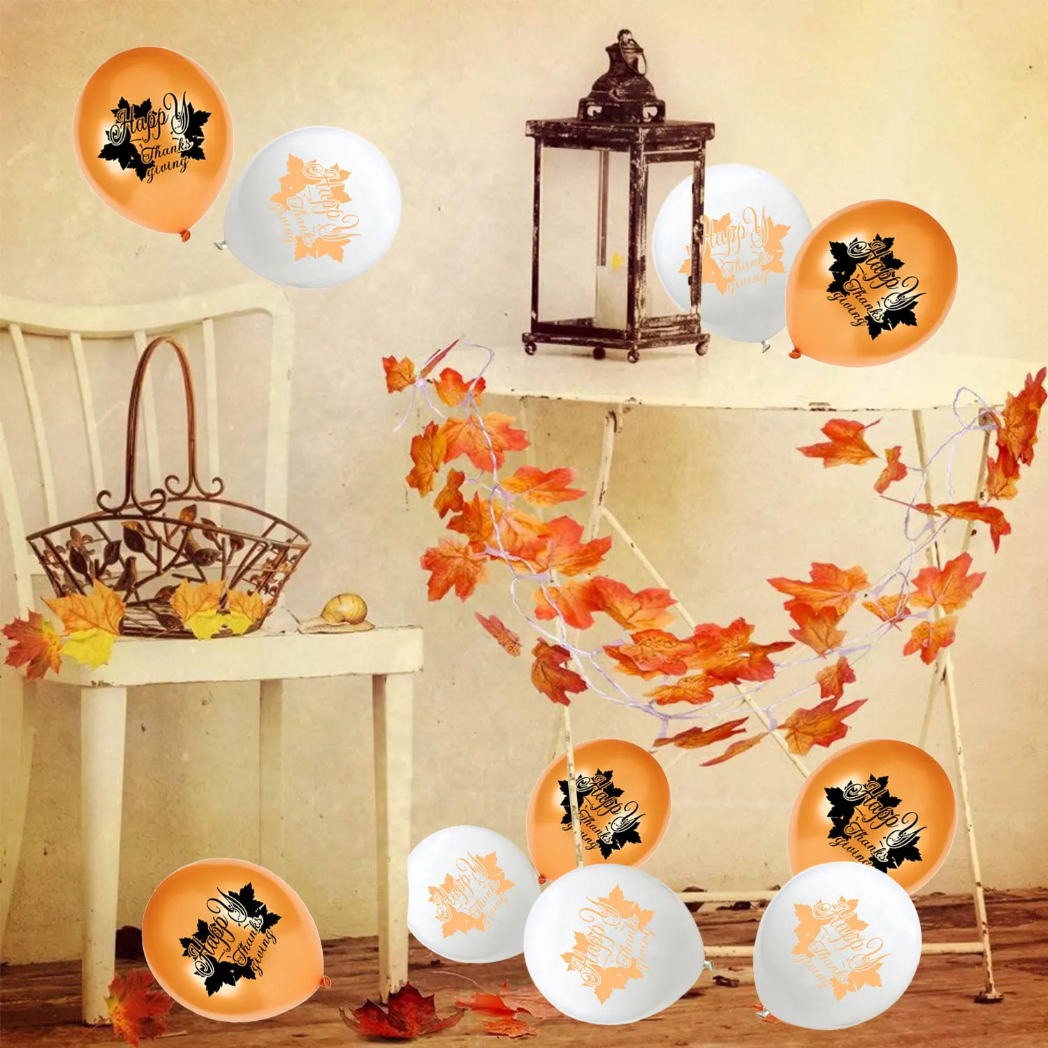

Thanksgiving Decoration Latex Balloon Maple Leaf HAPPY Thanksgiving Holiday Party Atmosphere Decoration Props Supplies