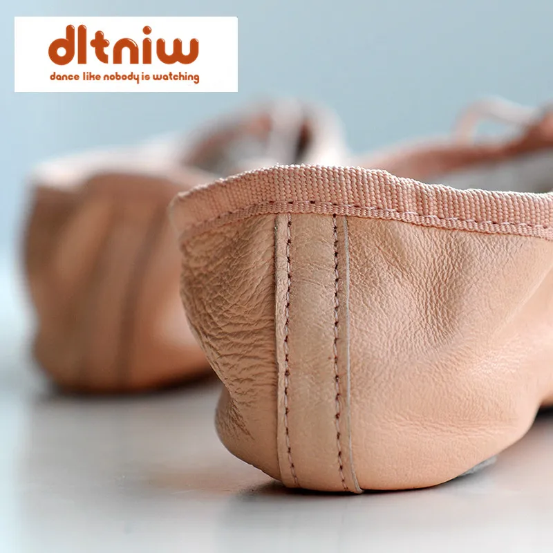 Профессиональные женские розовые пуанты из натуральной кожи с раздельной