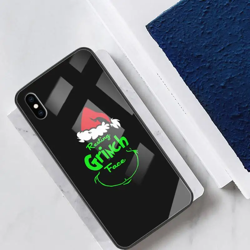 

Grinches Christmas Kawaii Glass Phone Case Fundas Coque for IPhone 12 11 Pro Max Cases XR XS 7 8 Plus Cover Accessories Carcasa